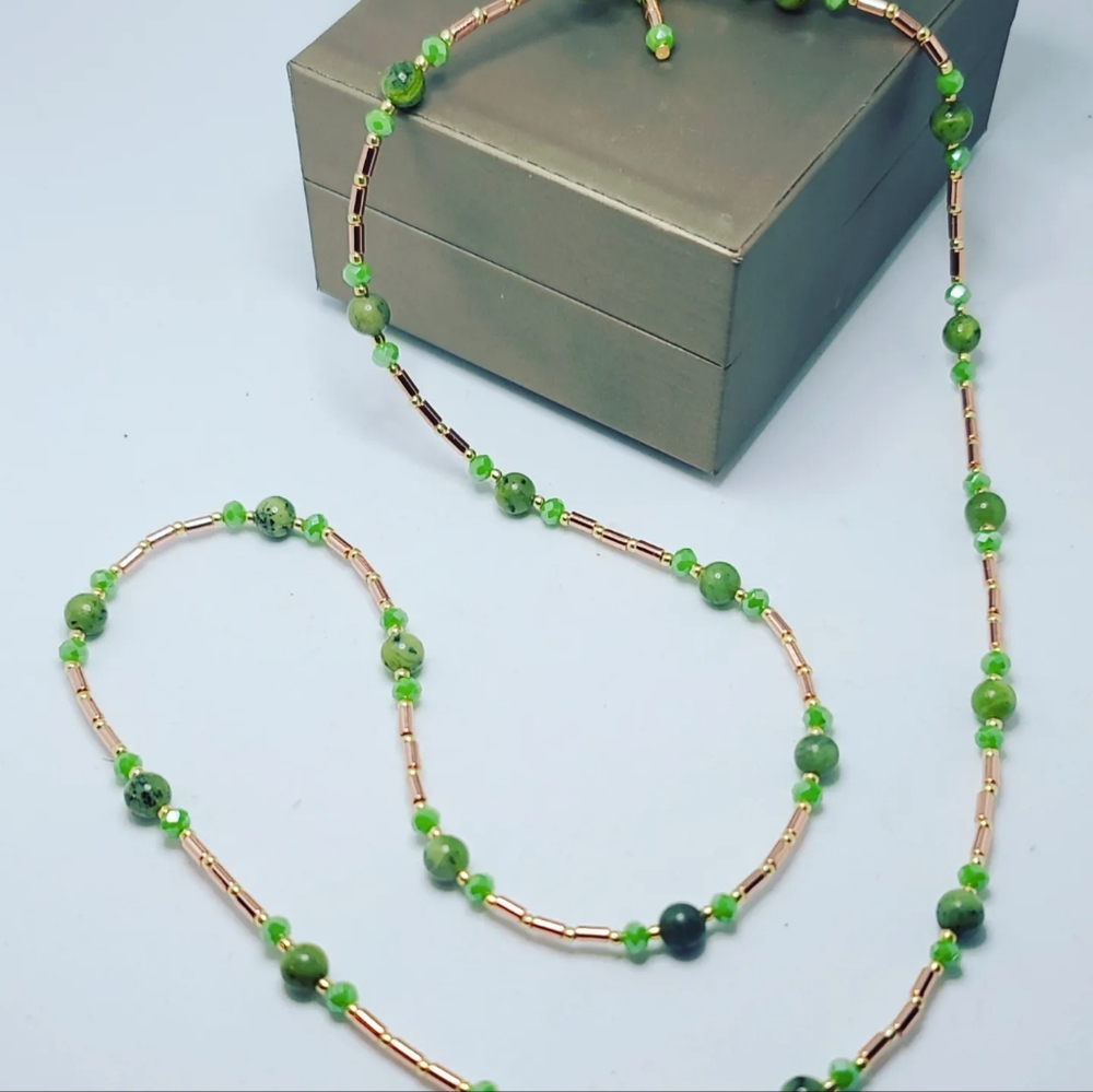 Zoisite, Golden Hematite Ling necklace